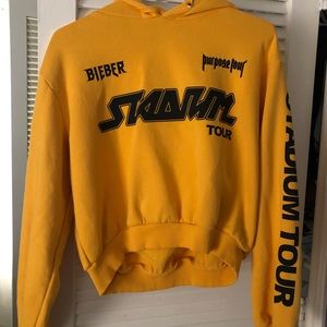 Purpose Tour Yellow Cropped Hoodie (Justin Bieber)